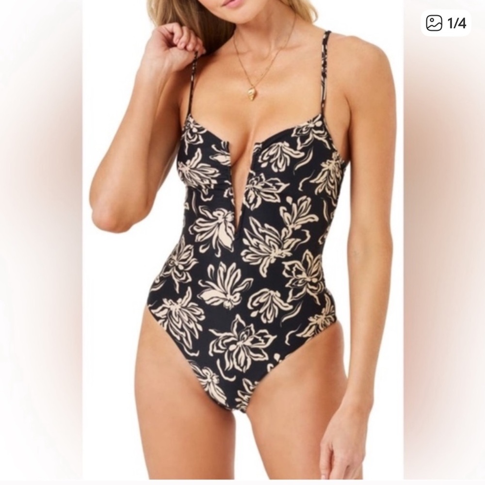 L*Space | Roxanne Floral Print Nylon One-Piece Swimsuit Bitsy | Size XS